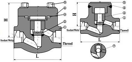 H61Y鍛鋼止回閥(裝置尺寸圖) H61Y鍛鋼止回閥(裝置尺寸圖)