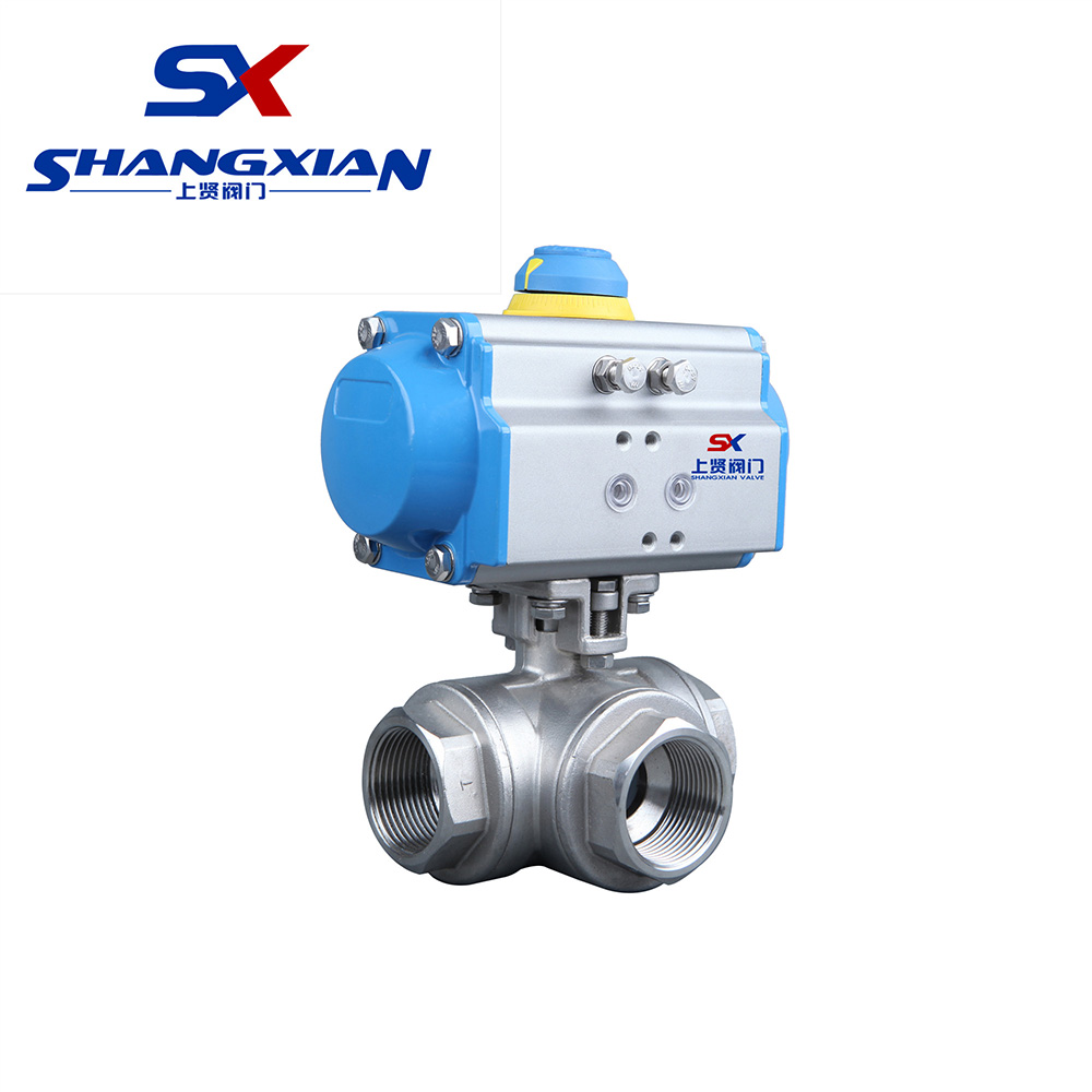 氣動內羅紋三通球閥 氣動內羅紋三通球閥