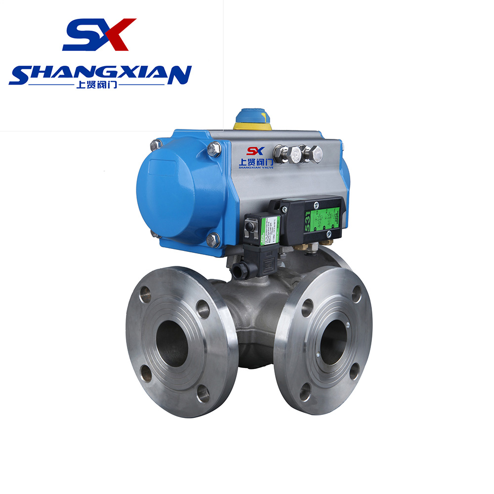 Q644/45氣動三通球閥 Q644/45氣動三通球閥